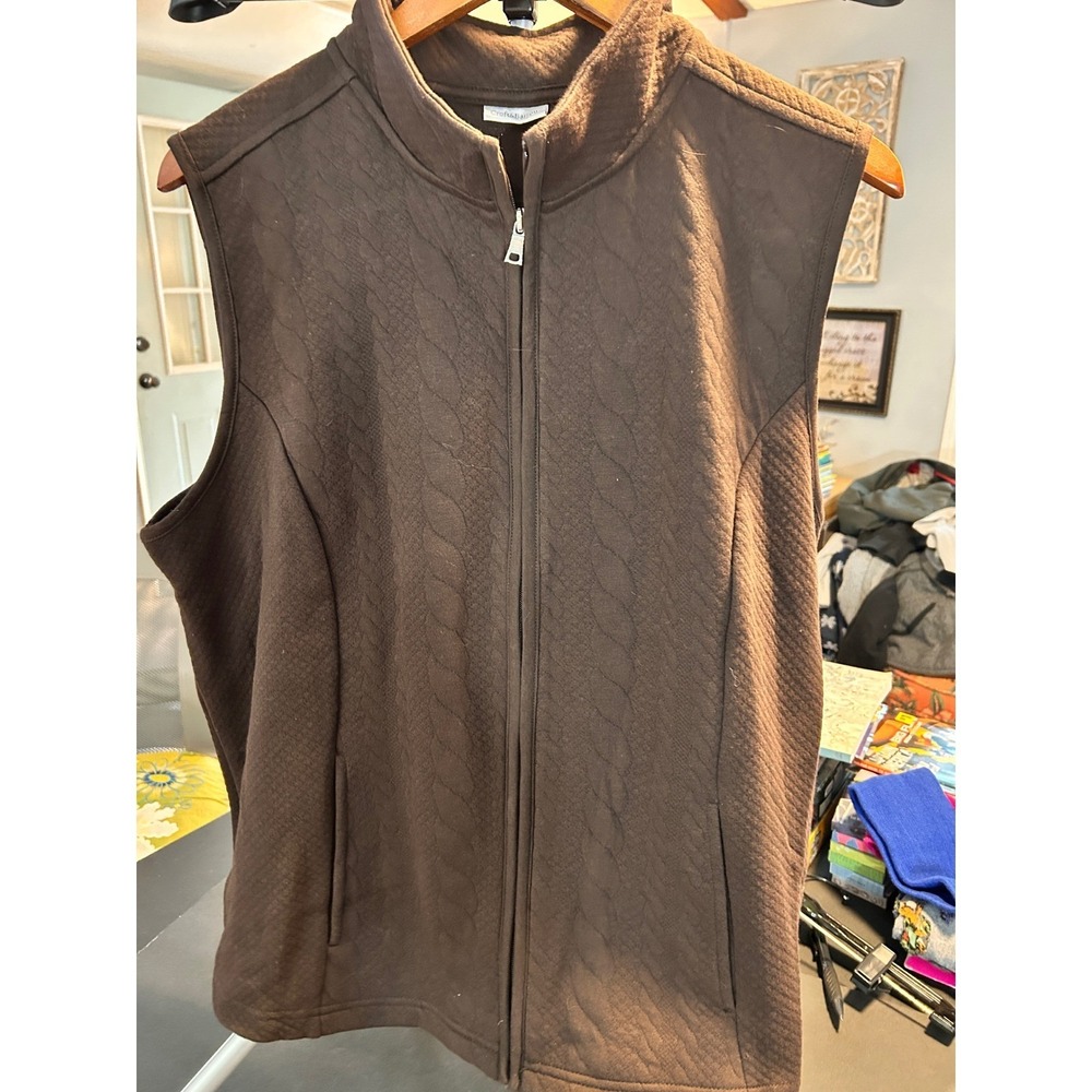 Croft & Barrow Women's Brown Quilted Full Zip Vest Size XXL‎